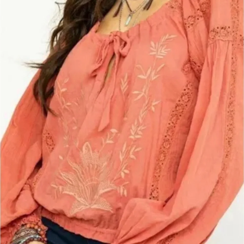 Free People Maria Maria Crochet Embroidered Blouse Size Large  New with tag